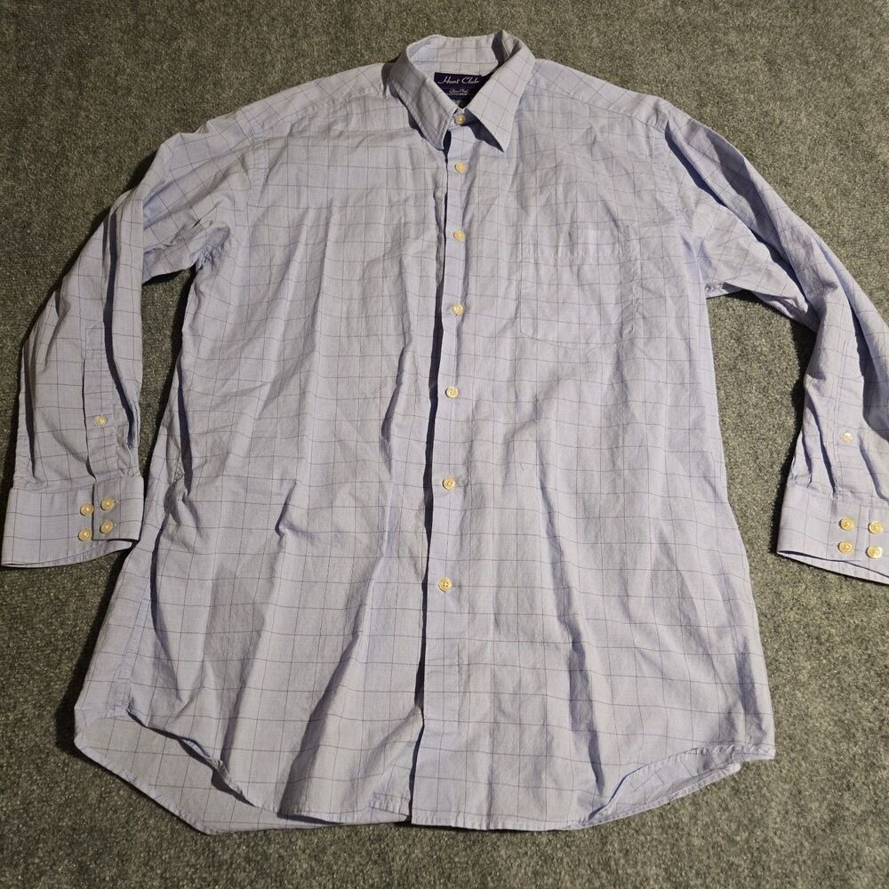 Hunt Club Shirt Mens 17 - 32/33 Purple Button Down Long Sleeve 100% Cotton